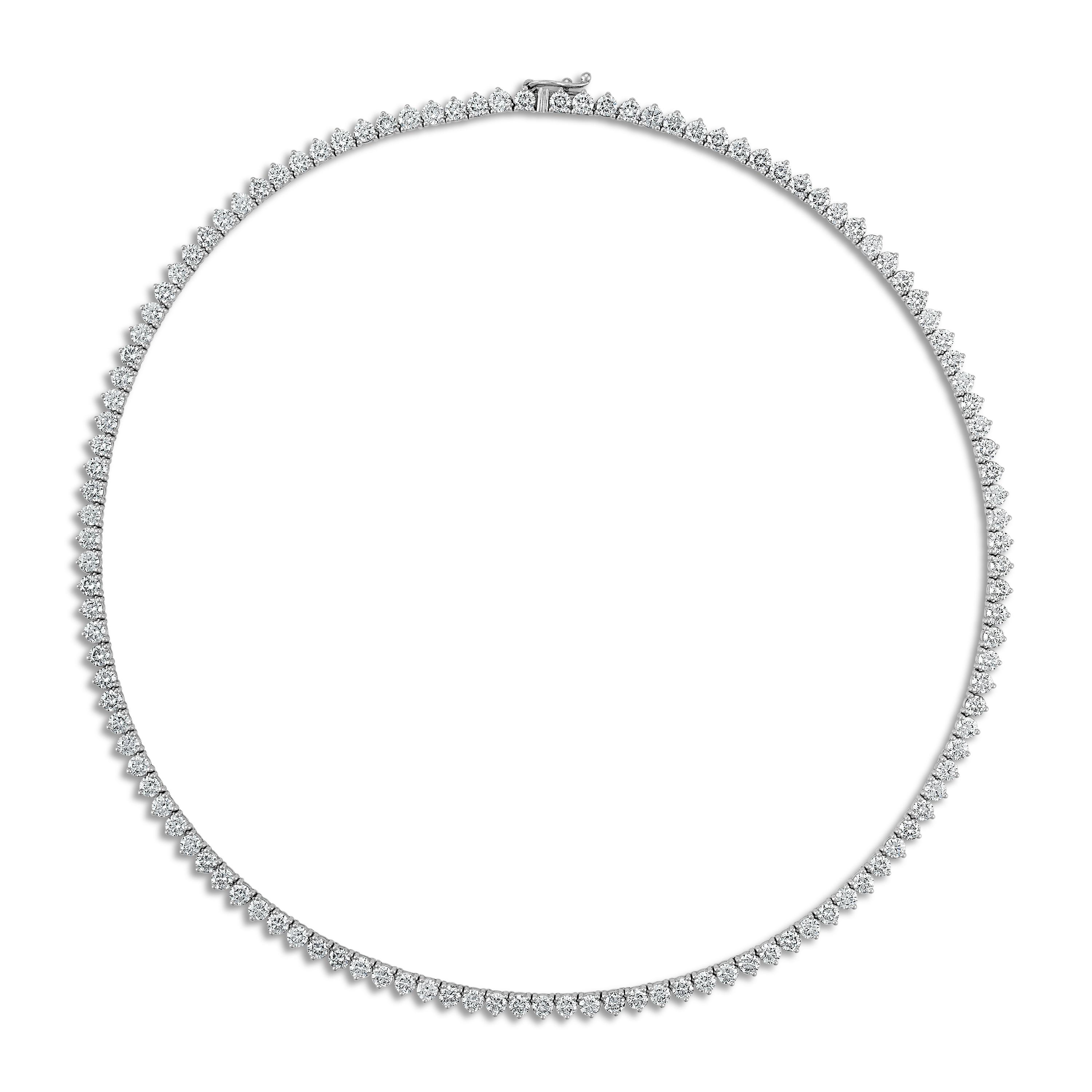 Classic Three Prong Tennis Tennis Necklace - 13 Carats