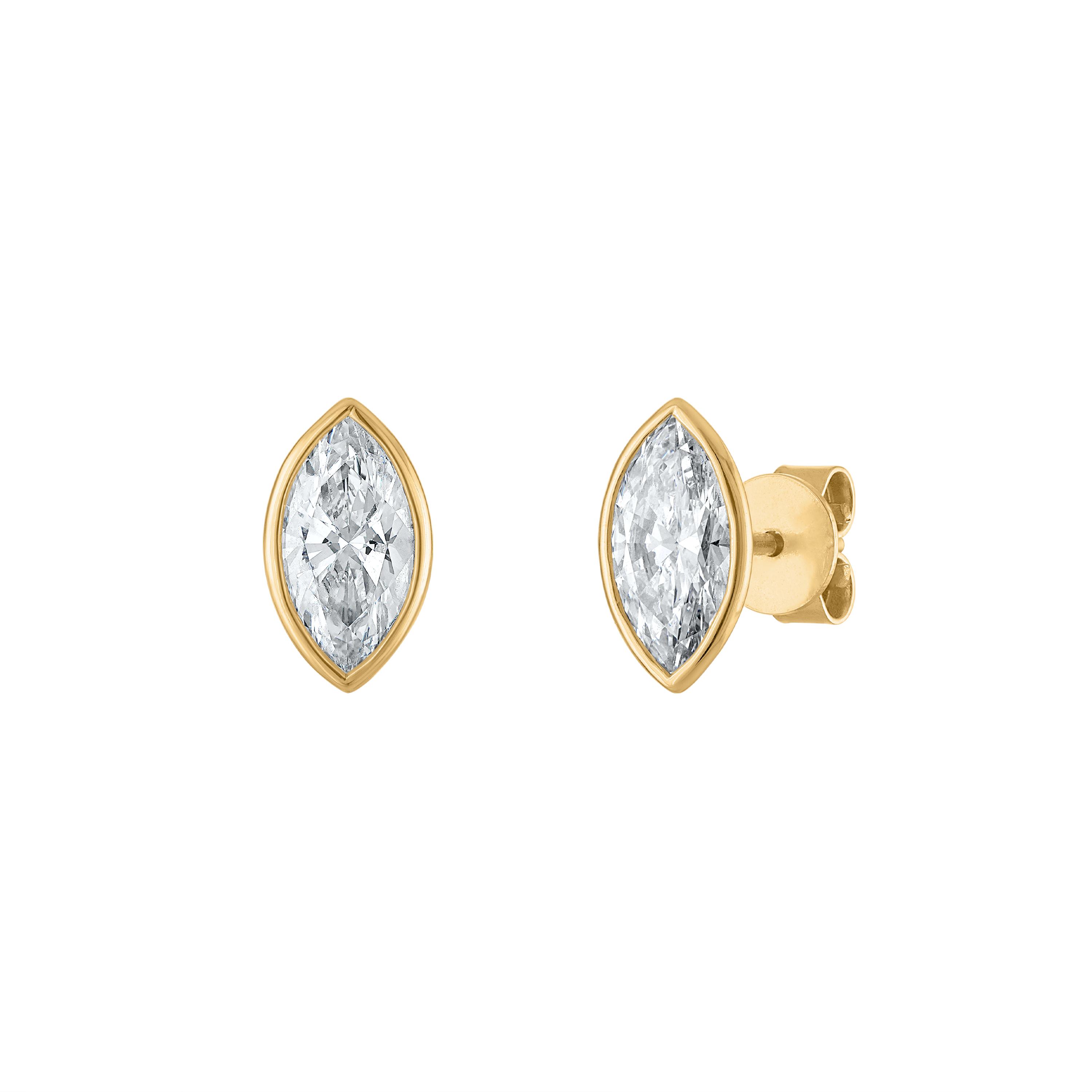 Marquise Bezel Studs - 2 Carats