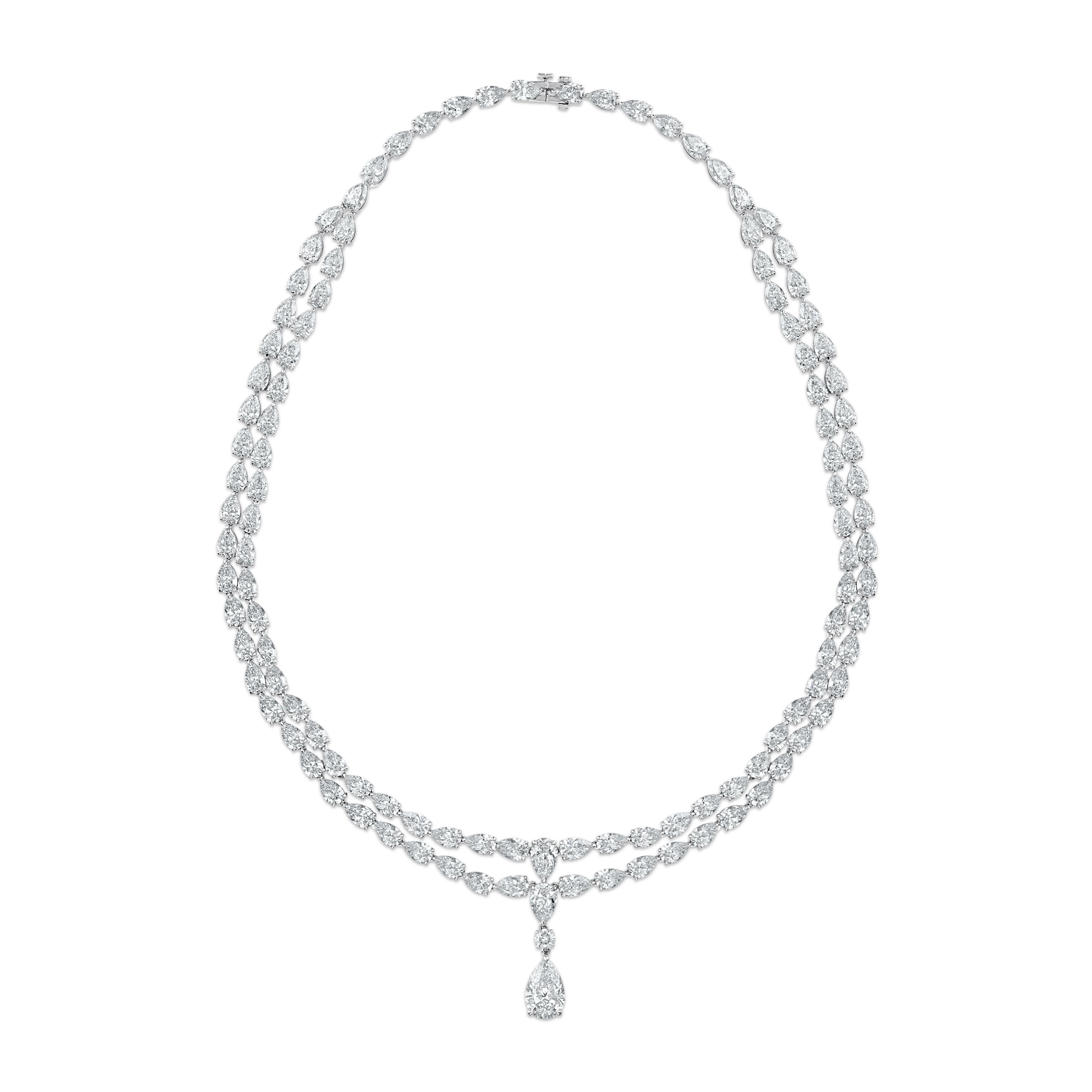 Pear Shaped Double Lariat Tennis Necklace - 54 Carats