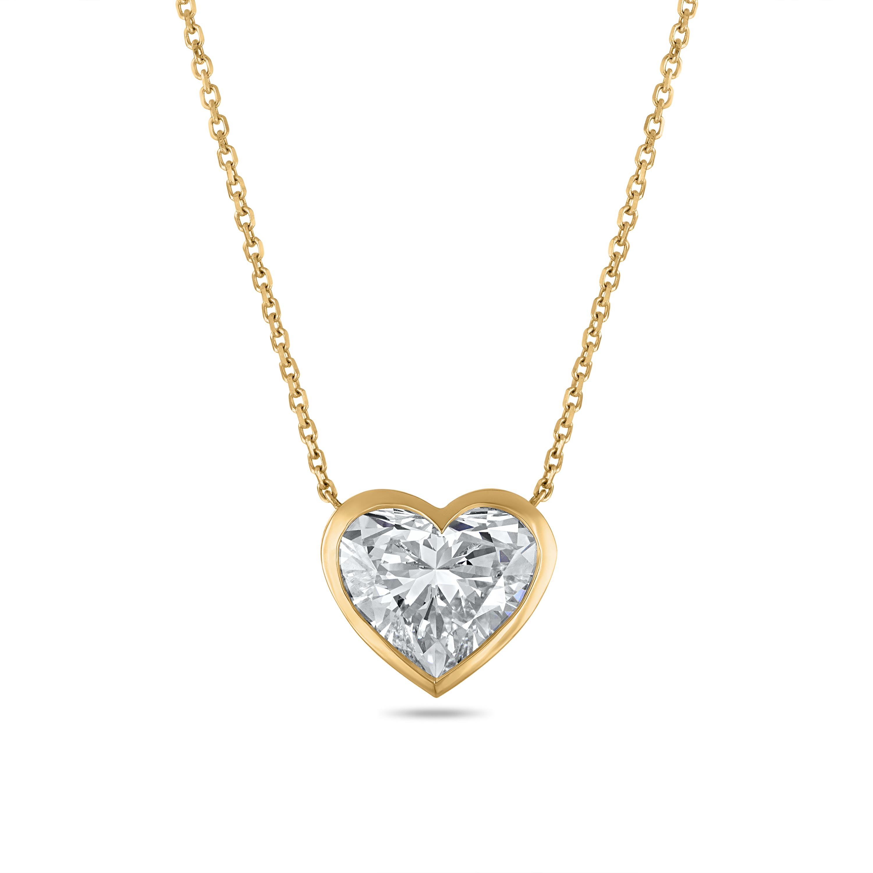Heart Shaped Bezel Pendant Necklace - 5 Carats
