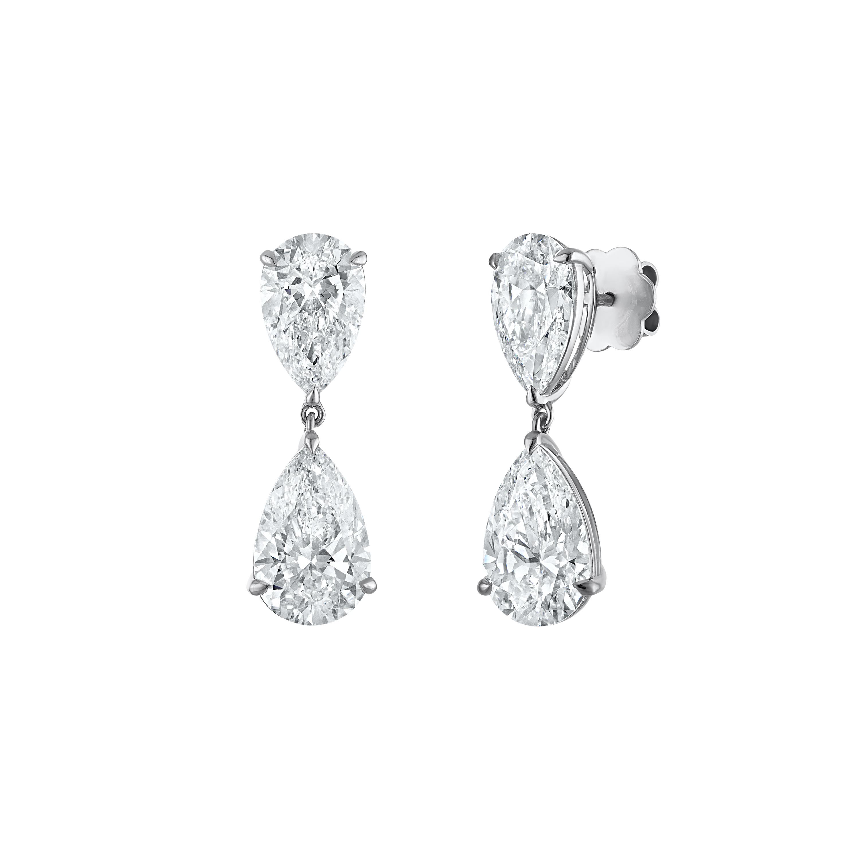 2 Stone Pear Drop Earrings - 12 carats
