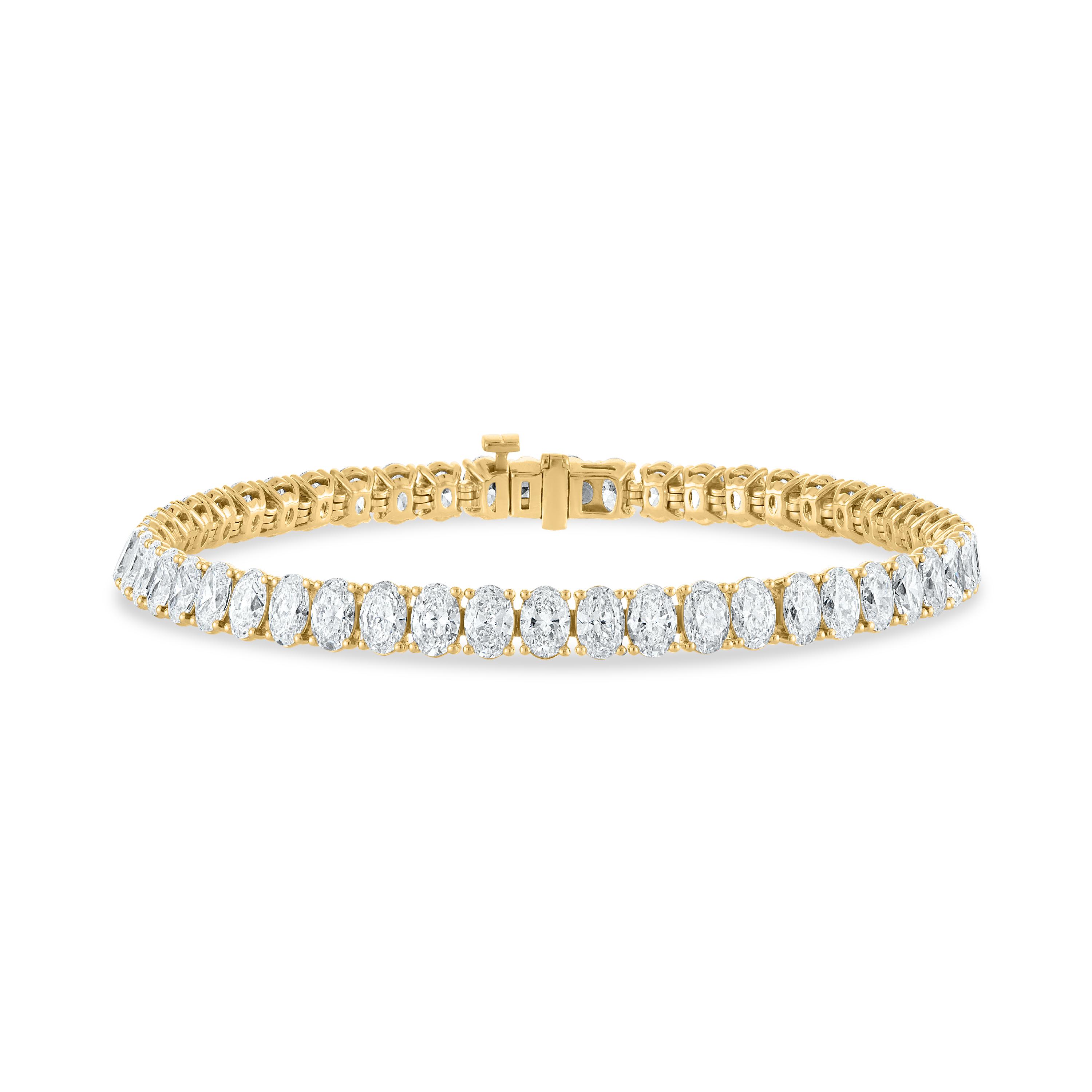 North South Oval Shape Tennis Bracelet - 11 carats