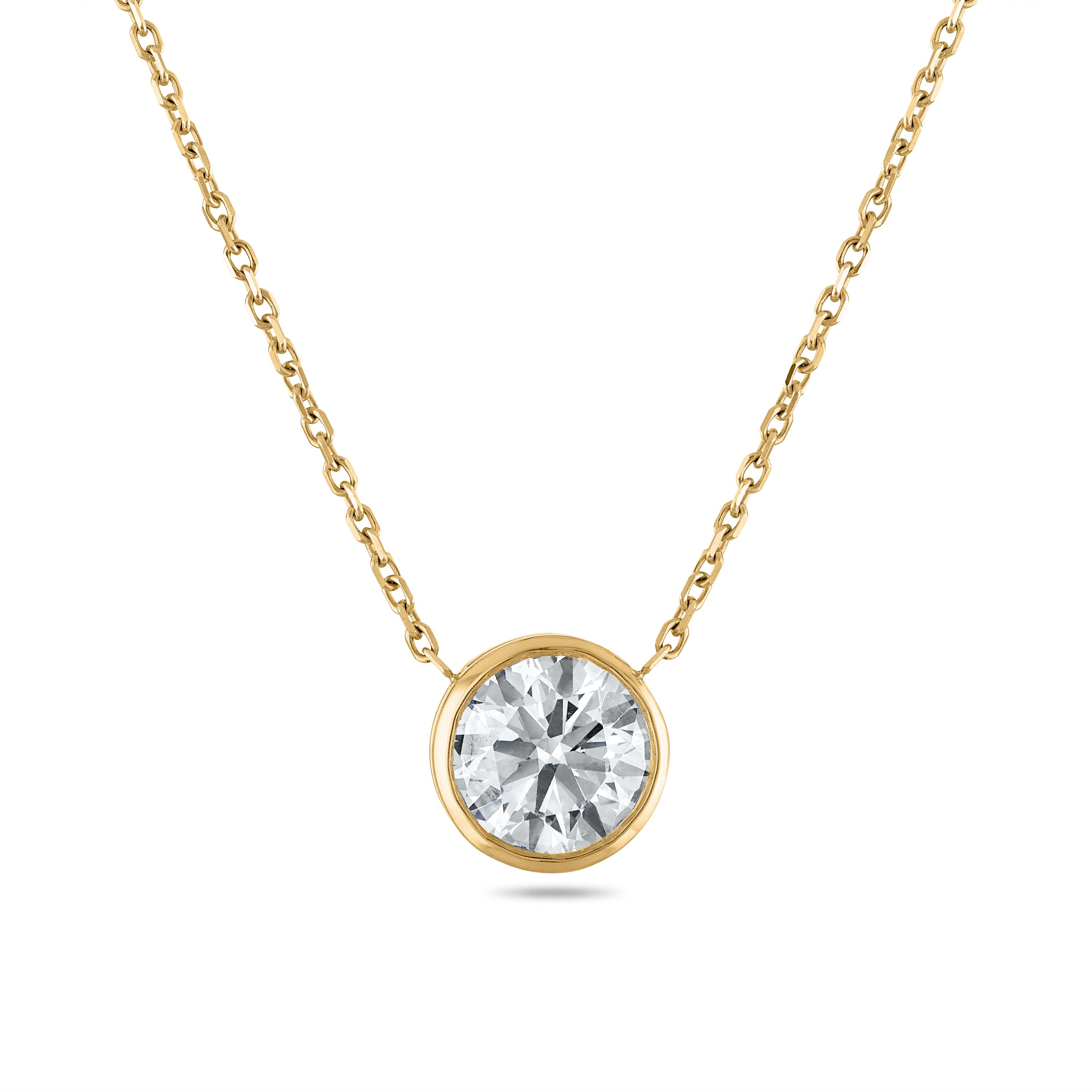 Round Bezel Pendant Necklace - 3 Carats