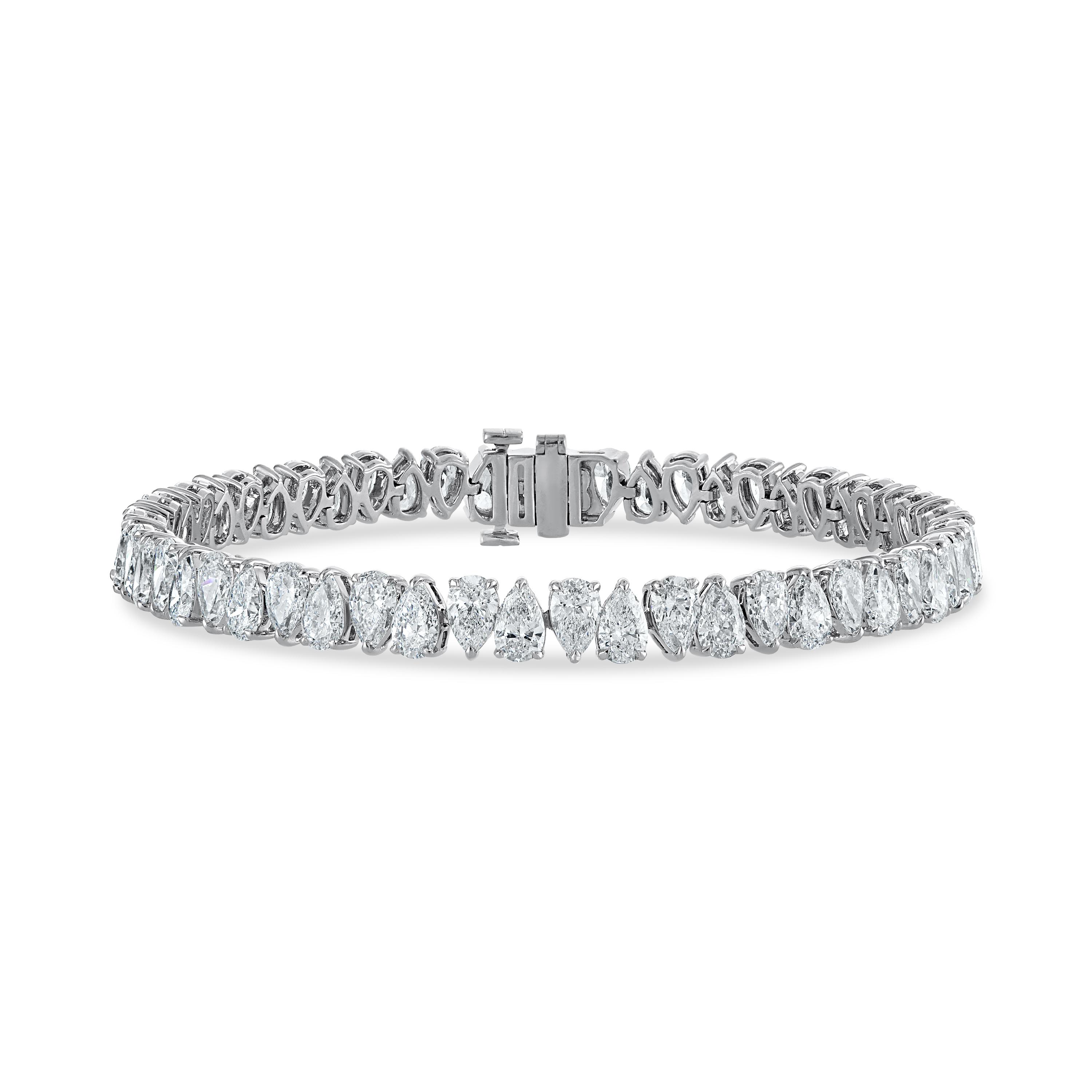 North South Pear Tennis Bracelet- 13 Carats