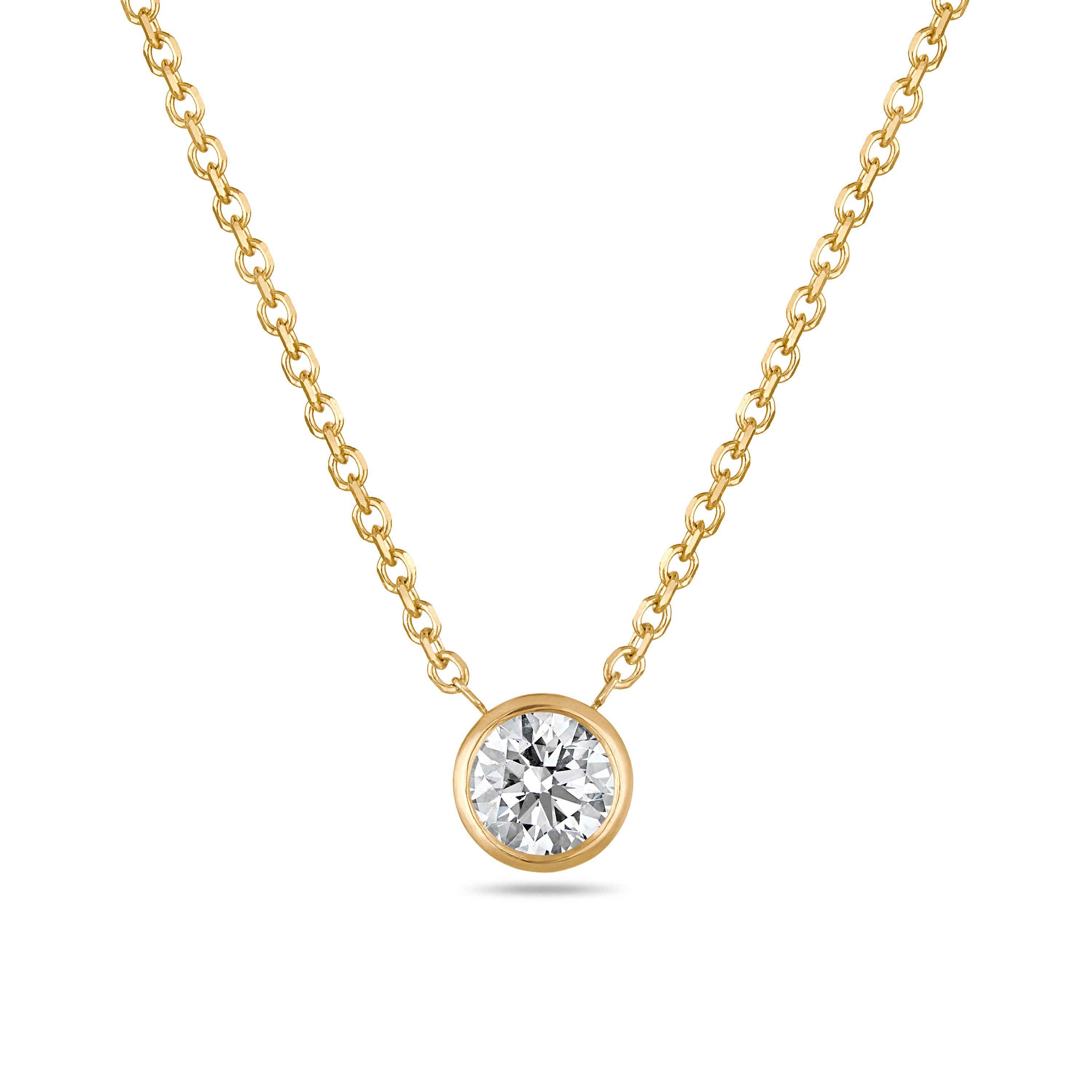 Round Bezel Necklace YG - 1 Carat